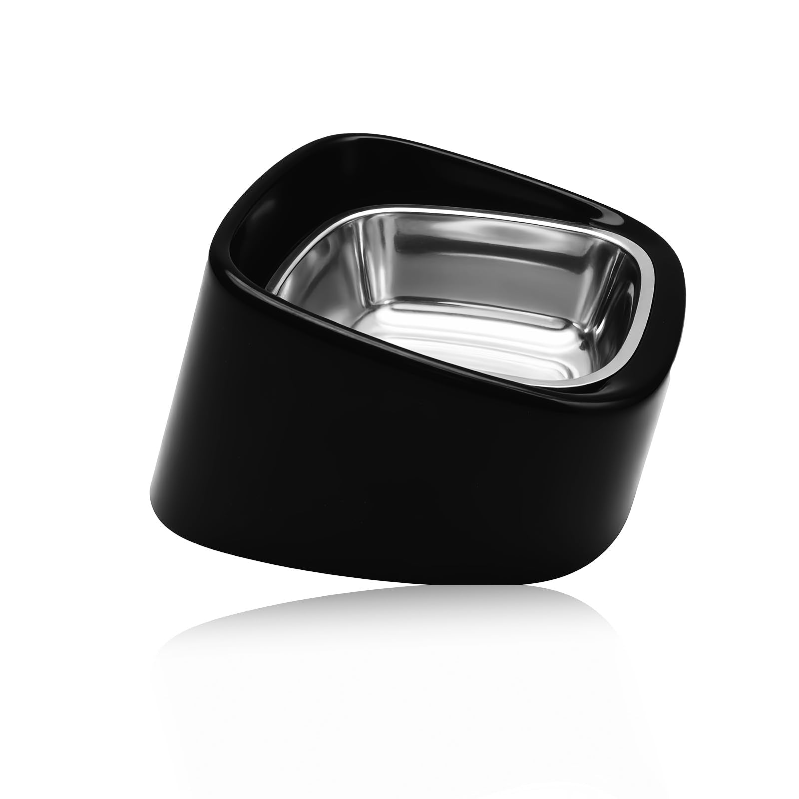 15 Elevated Pet Bowl For Small And Medium Dogs & Cats, Anti-Vomiting Tilted Stainless Steel Feeder, Easy To Clean And Non-Slip D