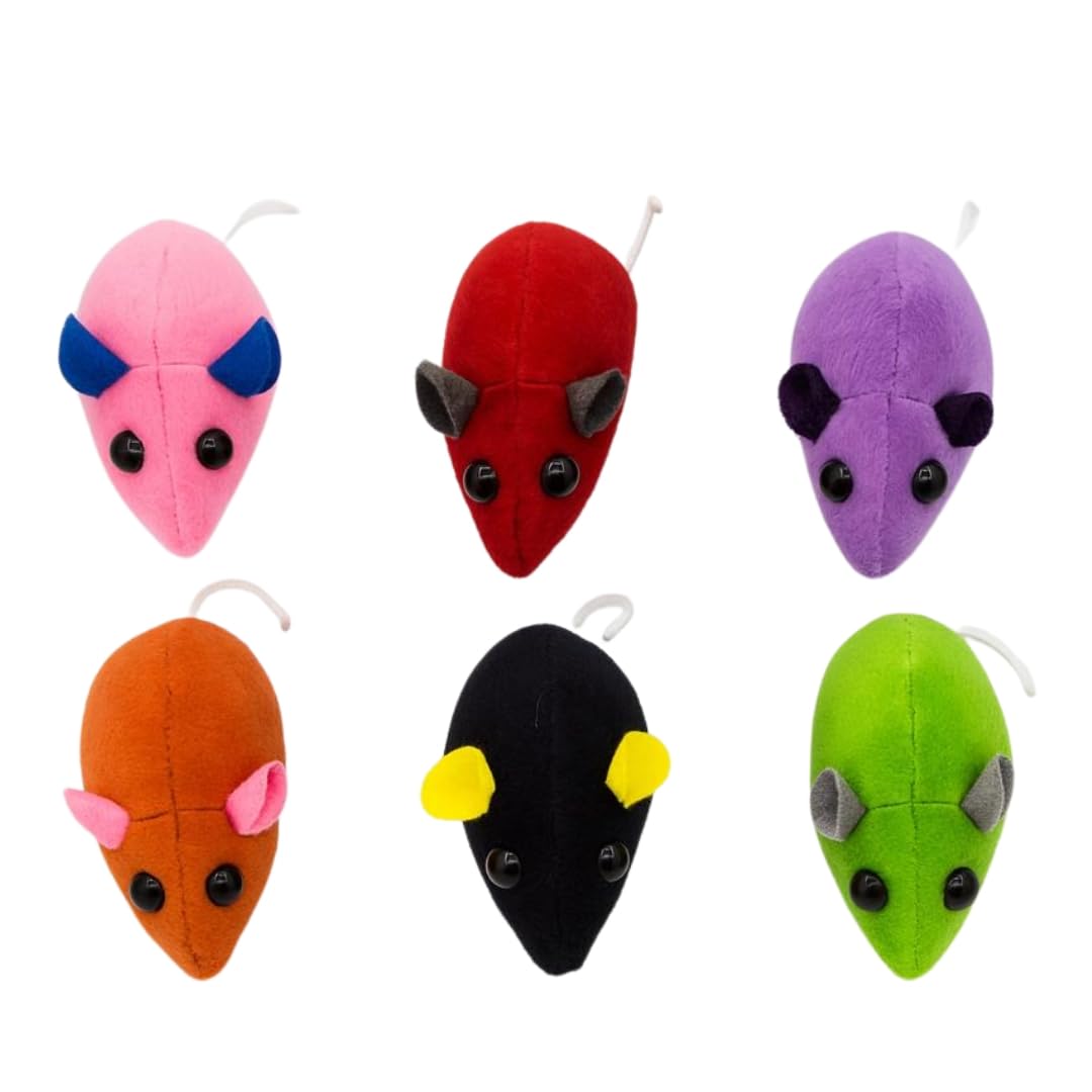 Psk Pet Mart Pet Play Mouse Toy For Cats  Multicolor Soft Plush (Combo Pack Of 6)