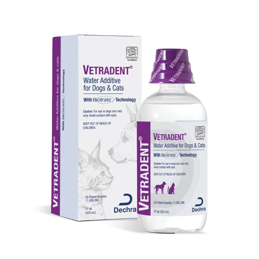 Vetradent® Water Additive for Dogs & Cats, 17 oz - Oral Care Solution for Fresh Breath and Healthy Teeth