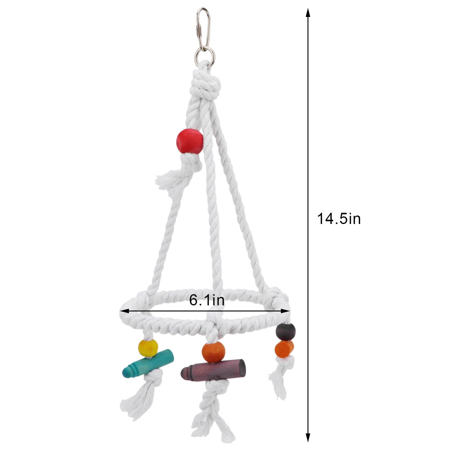 Hypeety Pet Bird Parrot Swing - Hanging Hammock For Parakeets, Budgies, Conures & Quaker Parrots - Cotton Rope Round Swing Toy