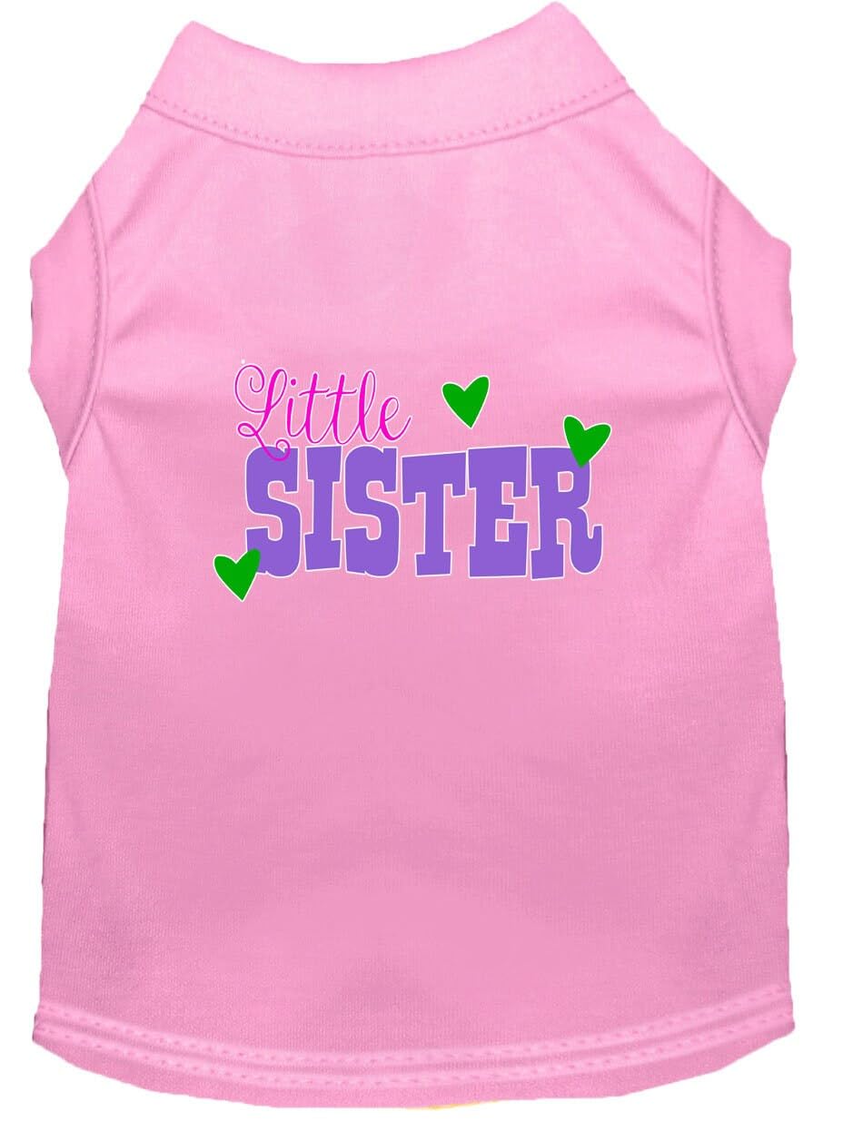 Pet Dog & Cat Shirt Screen Printed, &quot;Little Sister&quot; Light Pink XL (14-20 lbs.)