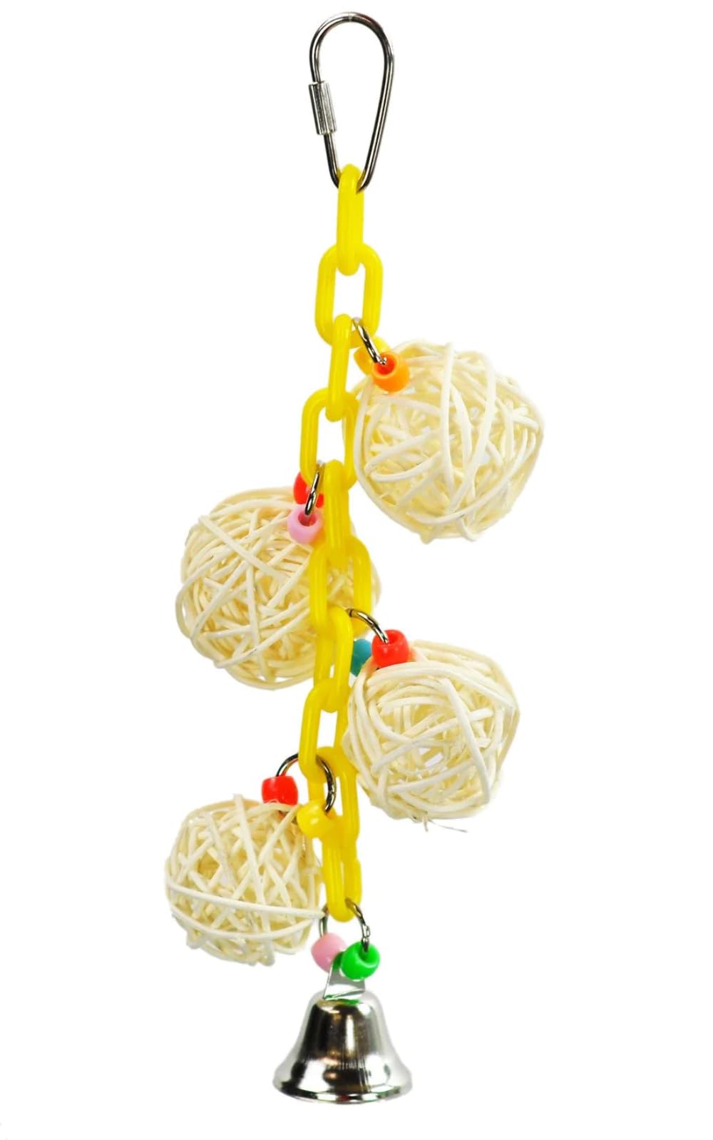 A&E Cage Company 4 Vine Balls On Chain W/Bell, 9.06' X 3.54' X 3.54' Natural Vine/Plastic