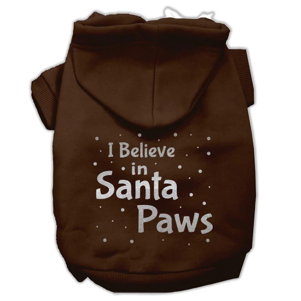 Christmas Pet, Dog & Cat Hoodie Screen Printed, I Believe in Santa Paws Black LG (10-14 lbs.)