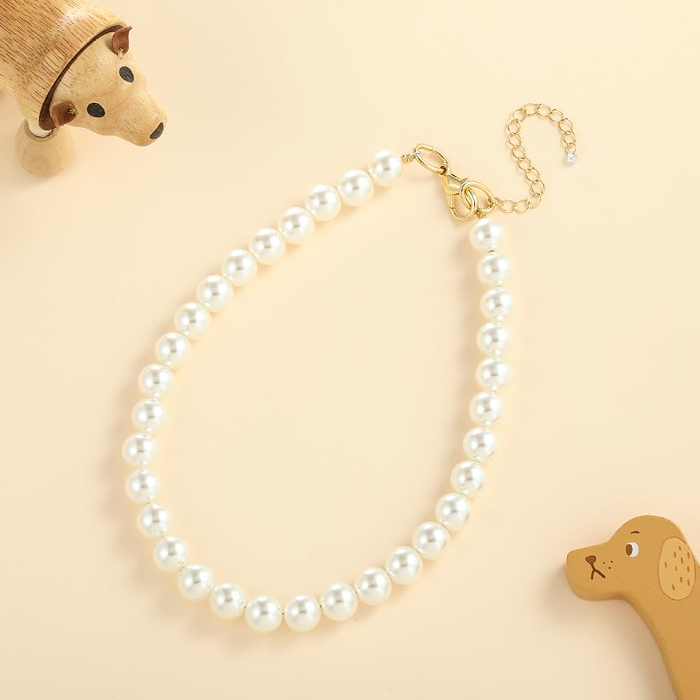 Madison Tyler Dog Pearl Necklace | Durable Dog Necklace | Cute Fashion Pet Collar For Dog | Light Pearl Jewelry Bold Puppy Acces