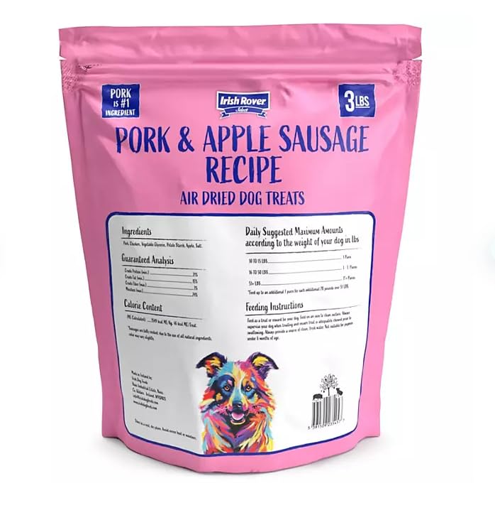 Generic Irish Rover Pork and Apple Sausage Air Dried Dog Treats, 48 oz, 3 Pound (Pack of 1)