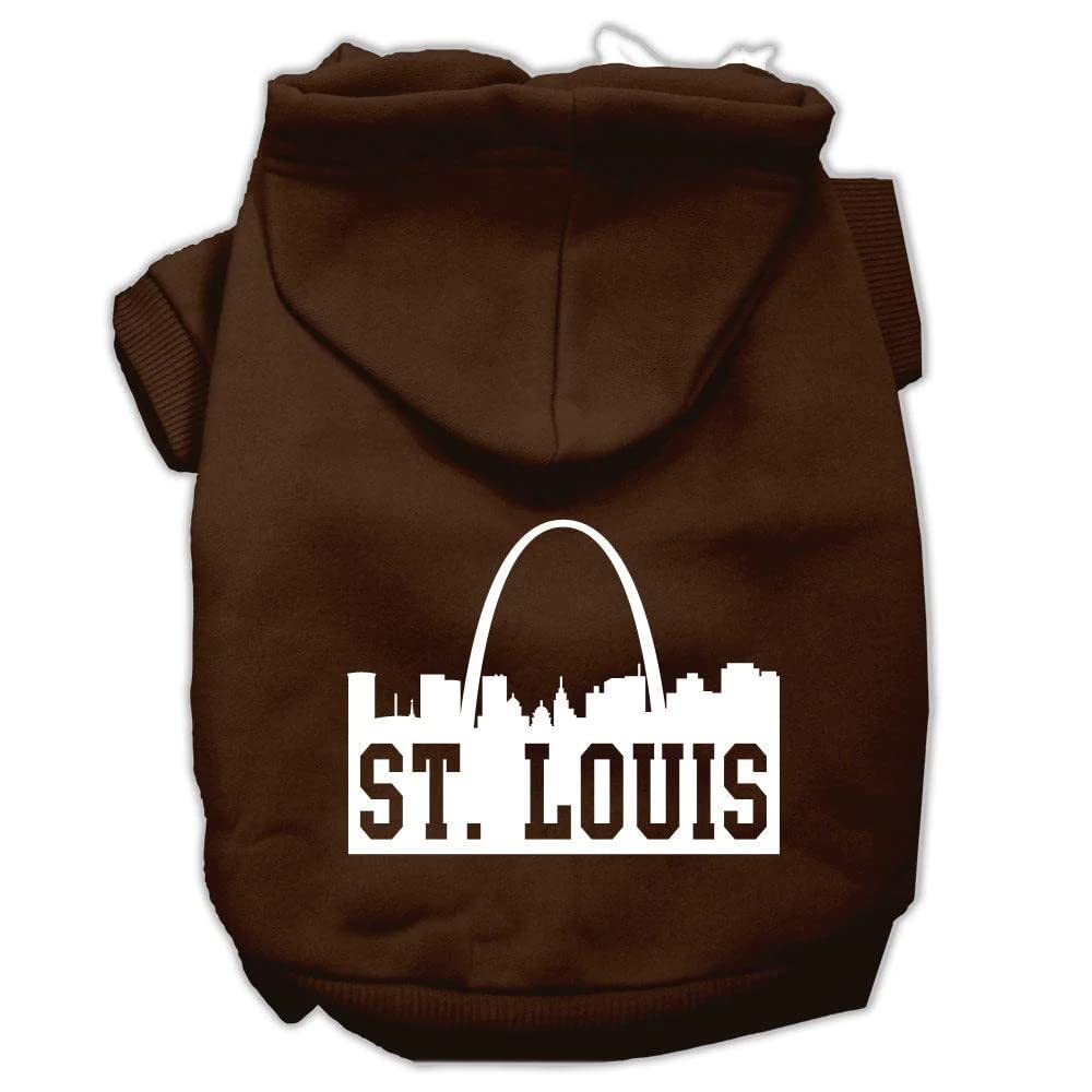 Pet Dog & Cat Hoodie Screen Printed, &quot;St. Louis Skyline&quot; Brown 3XL (25-35 lbs.)