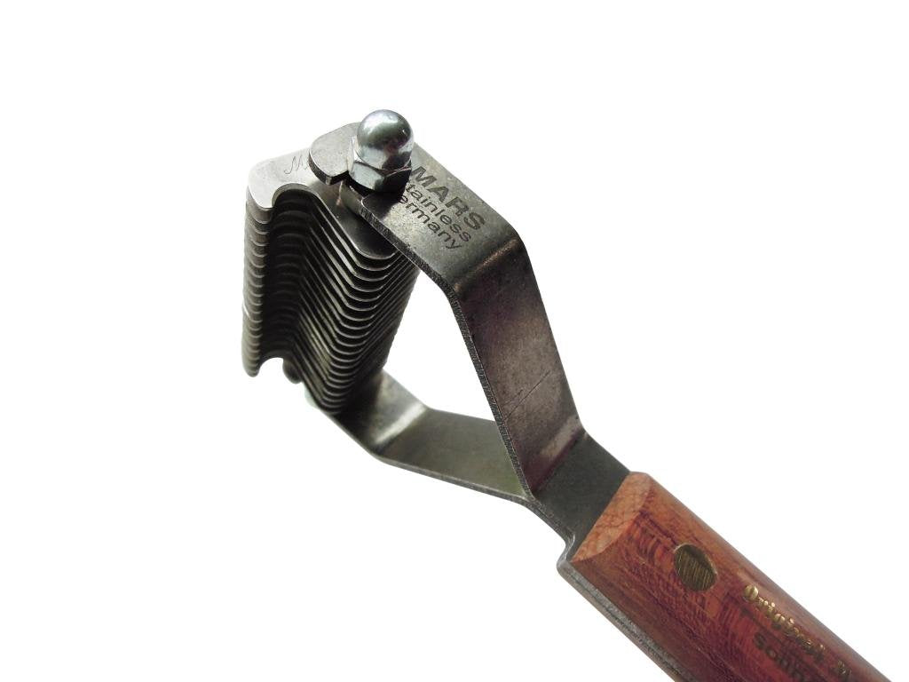 Mars Coat King Dematting Undercoat Grooming Rake Stripper Tool For Dogs And Cats, Stainless Steel With Wooden Handle For Thick Coats, 20-Blade Stripper For Groomers, Pet Owners