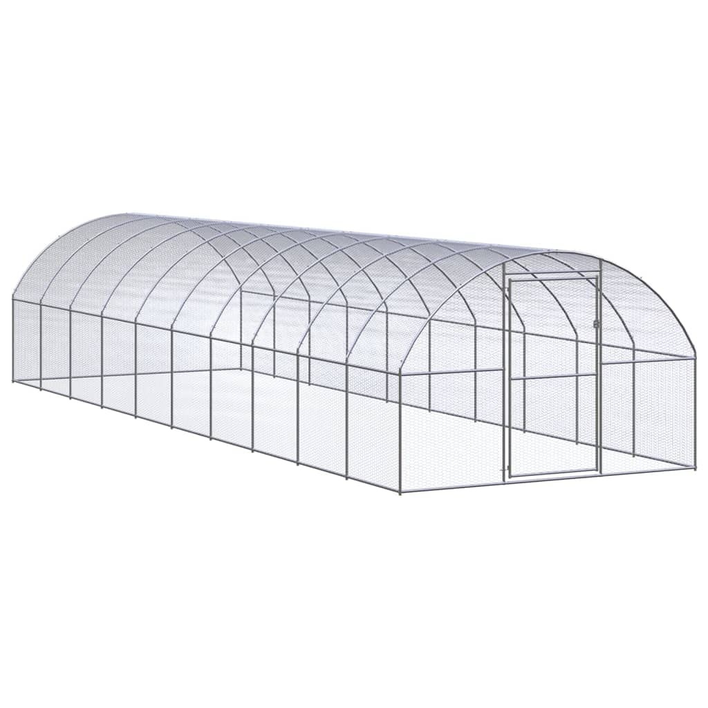vidaXL Large Outdoor Chicken Coop 9.8 x 32.8 ft Galvanized Steel for Ducks Goats Sheep and Chickens Tough Spacious Animal Enclos