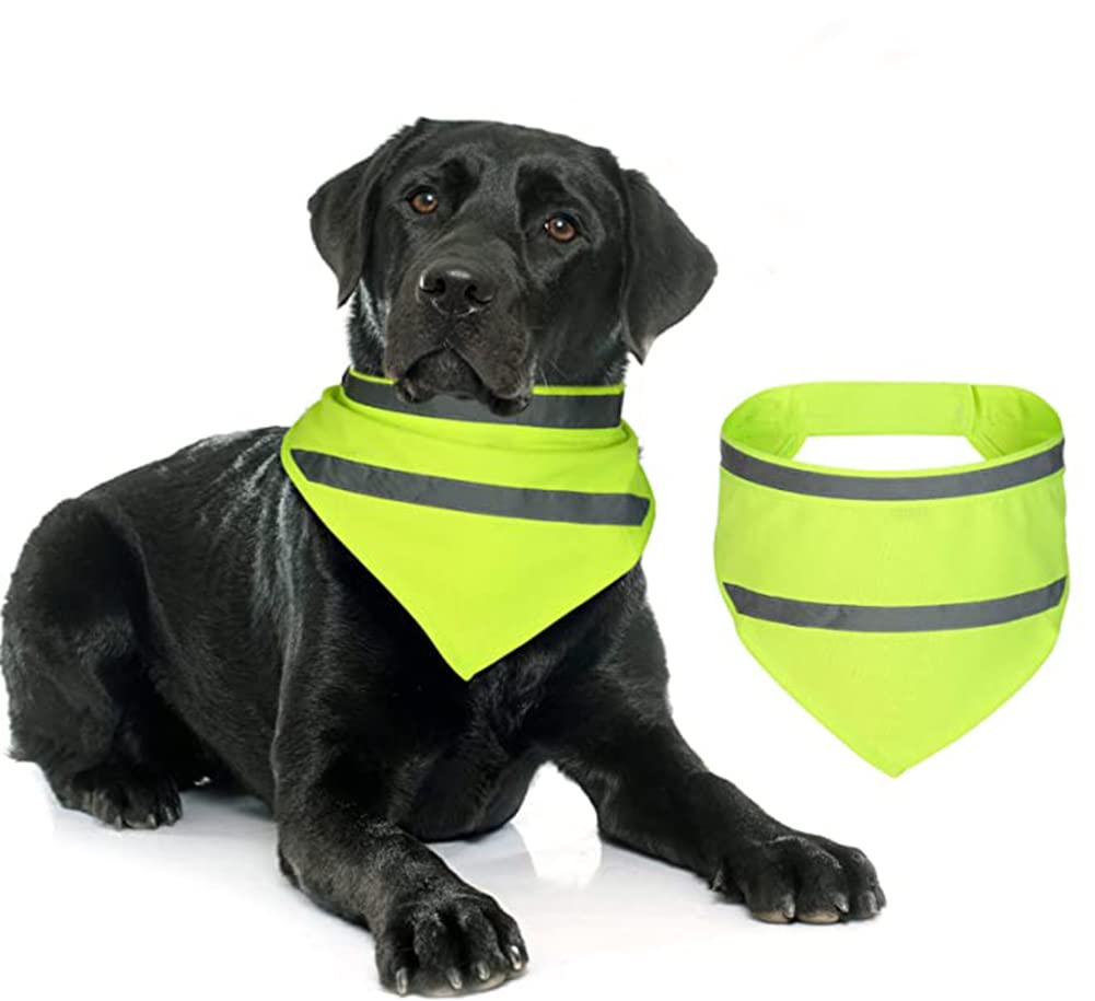 Encell Set of 2 Dog Bandana Reflective Scarf Safety Pet Hunting Bandana,Green,L
