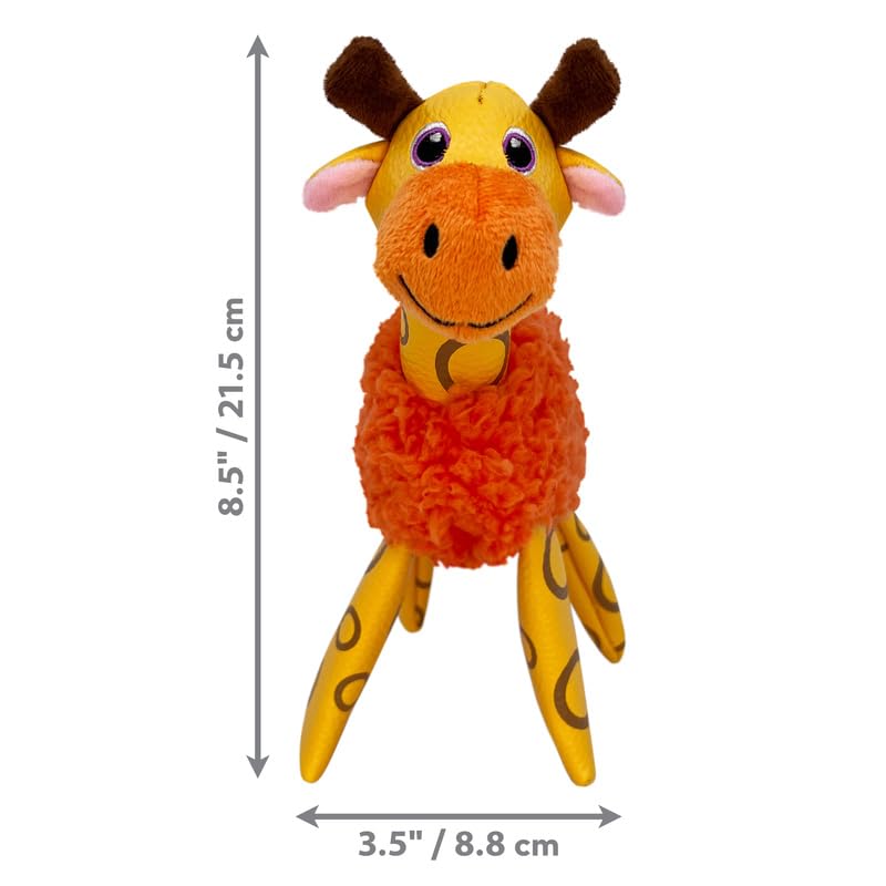 Kong Floofs Shakers - Fluffy Fleece With Squeaker And Faux Leather Legs - Dog Toy (Giraffe, X-Small/Small)