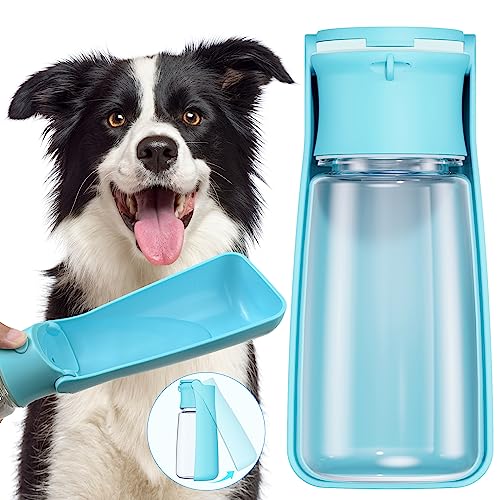 Forwh Portable Dog Water Bottle Dispenser [Leak Proof & Foldable] Dog Travel Water Bottle Bowl Accessories For Puppy Small Medium Large Dogs Pet Water Bottles For Dogs Walking Outdoor Hiking 19Oz