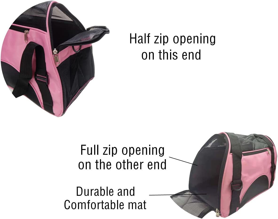 ZaneSun Soft-Sided Cat Carrier - LightPink, Portable, Airline Approved, Foldable Pet Bag for Cats & Small Dogs