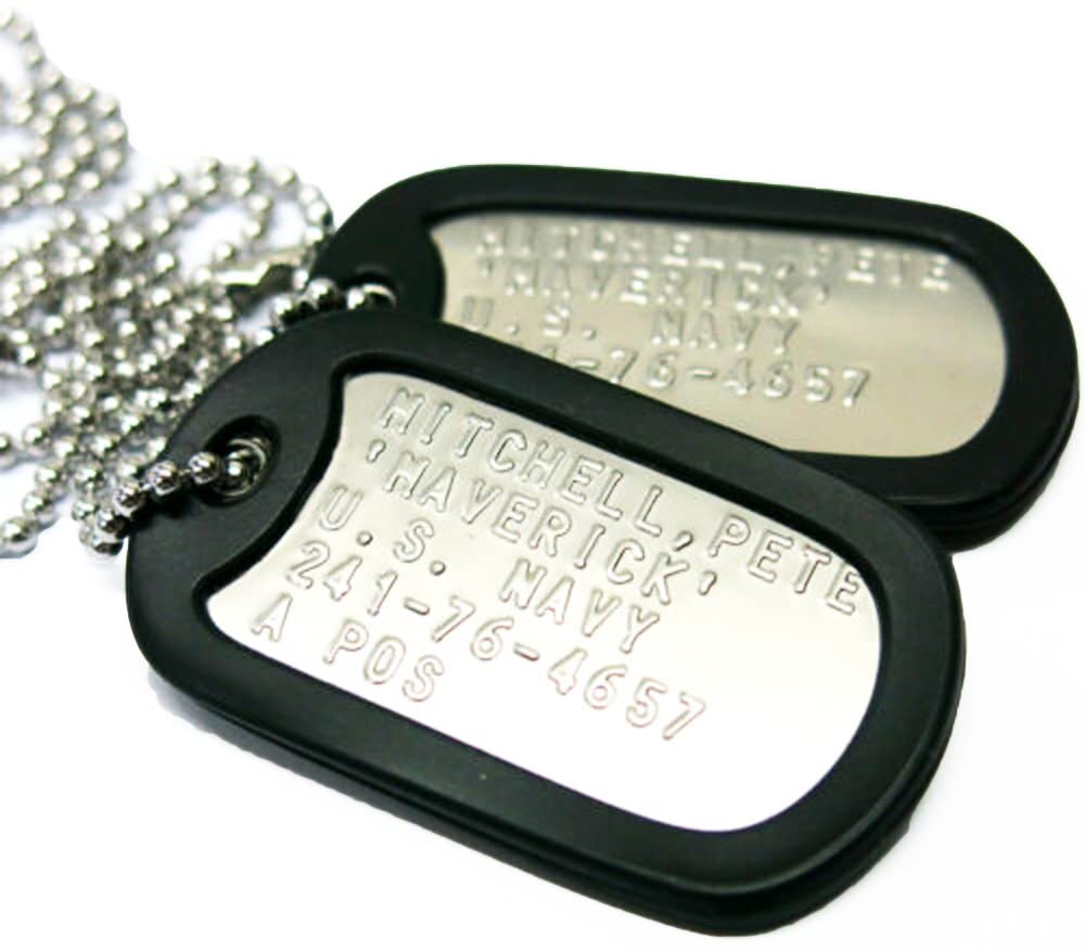 Army Universe Top Gun Pete Mitchell Maverick Costume Dog Tag Set Movie-Inspired Necklace Great Cosplay & Halloween Accessory