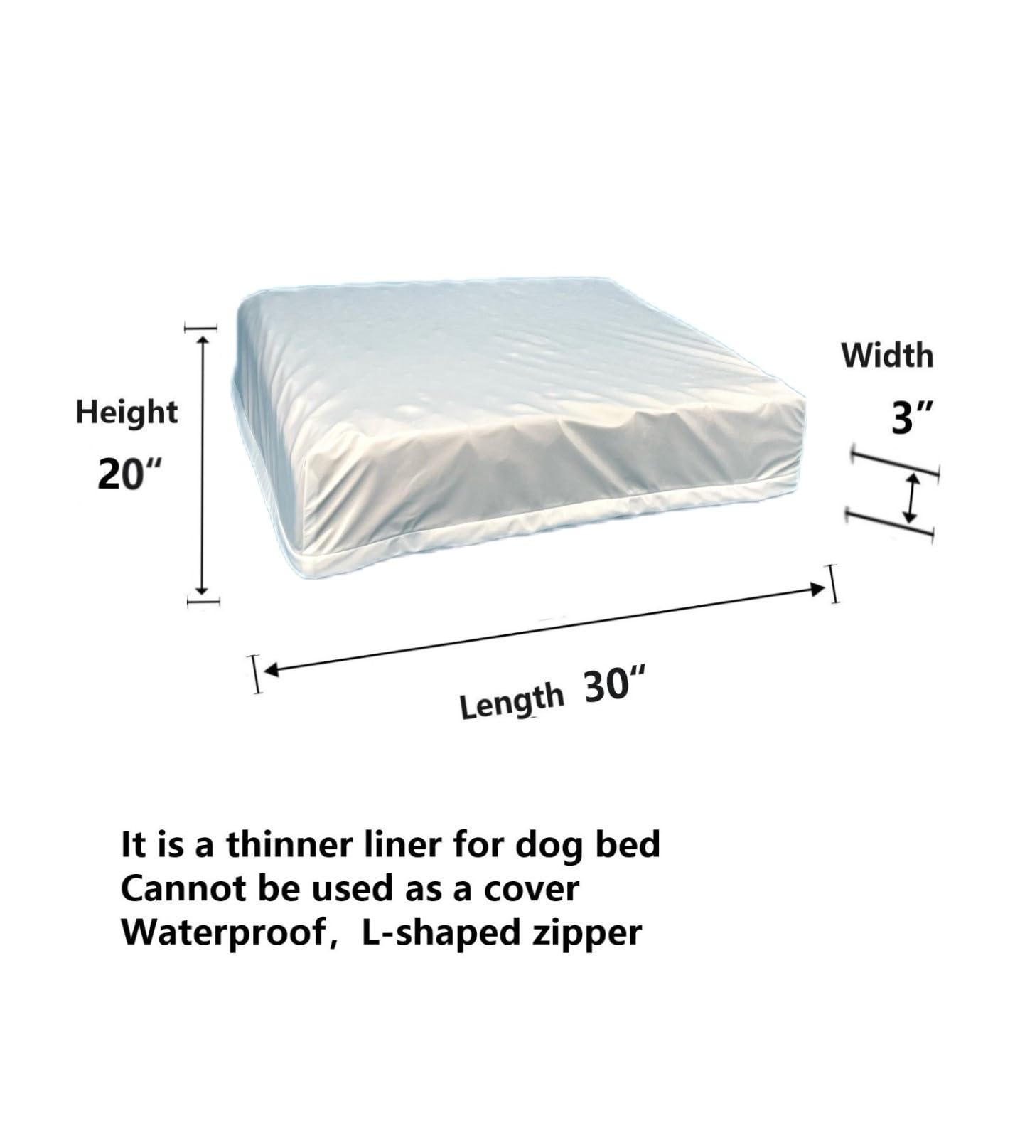 Eechicspace Waterproof Dog Bed Liner Replacement Washable With Zipper 30 X 20 Inch