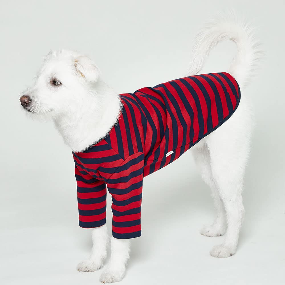 Lucky Petter Dog Cotton Shirts For Small And Large Dogs Rugby Striped T-Shirts Soft Breathable Dog Shirt Pet Clothes (2X-Large, Red/Navy)