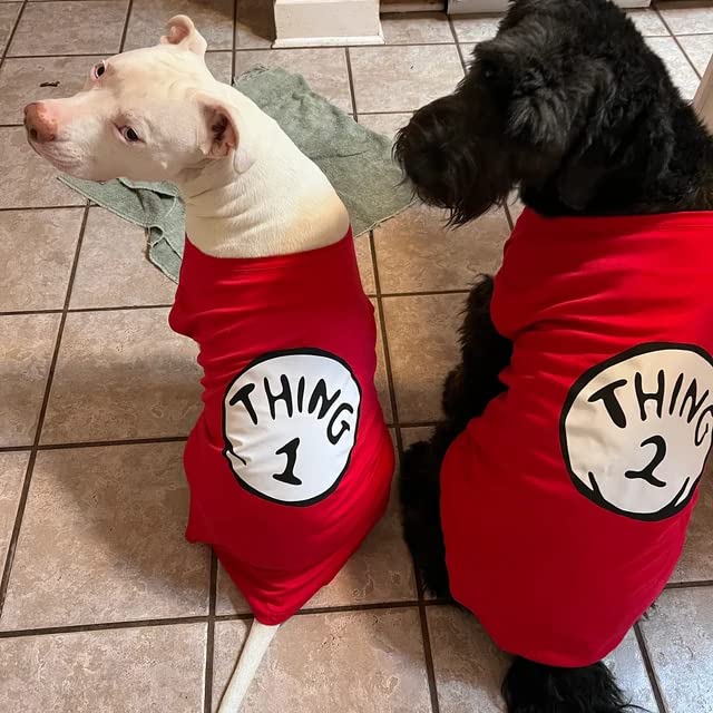 Sueosu Dog Shirts For Pet Clothes Soft Breathable Puppy Shirts Pop Culture Thing 1 To Thing 9 Printed Pet T-Shirt (Red-2, Xx-Large)