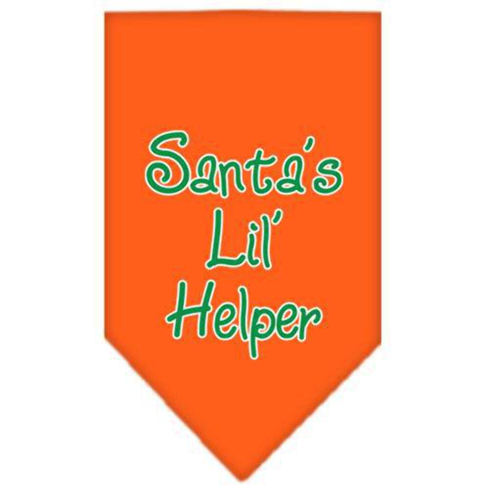 Christmas Pet and Dog Bandana Screen Printed, &quot;Santa's Lil Helper&quot; Orange Small