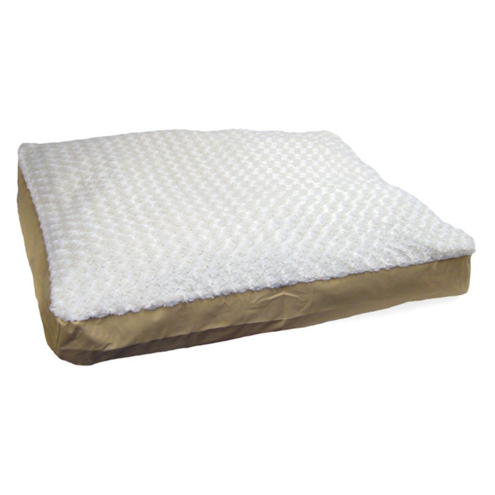 Furhaven Pet Dog Bed  Deluxe Ultra Plush Faux Fur Pillow Cushion Traditional Mattress Pet Bed with Removable Cover for Dogs and
