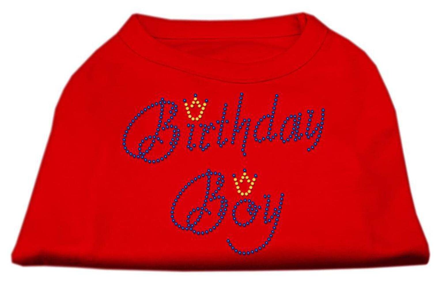 Mirage Pet Products 8-Inch Birthday Boy Rhinestone Print Shirt for Pets, X-Small, Aqua