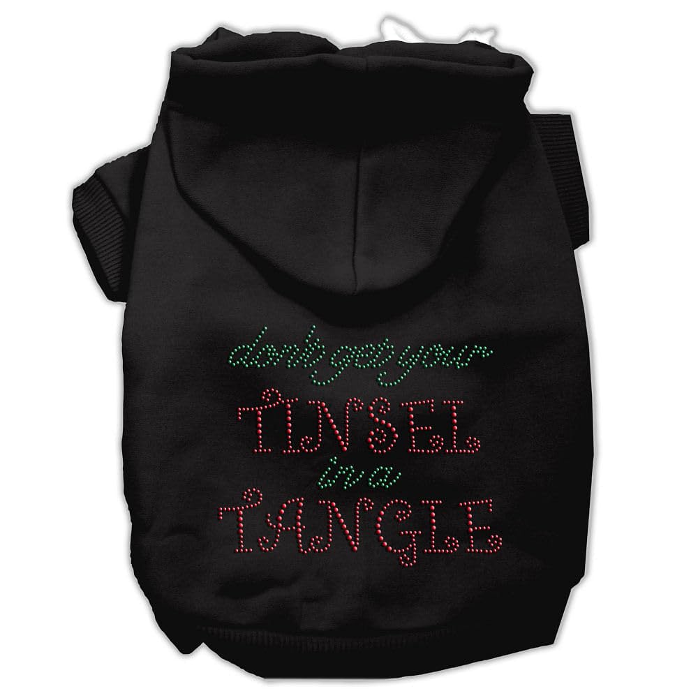 Christmas Pet, Dog & Cat Hoodie Rhinestone, 'Don'T Get Your Tinsel In A Tangle' Black Sm (3-6 Lbs.)