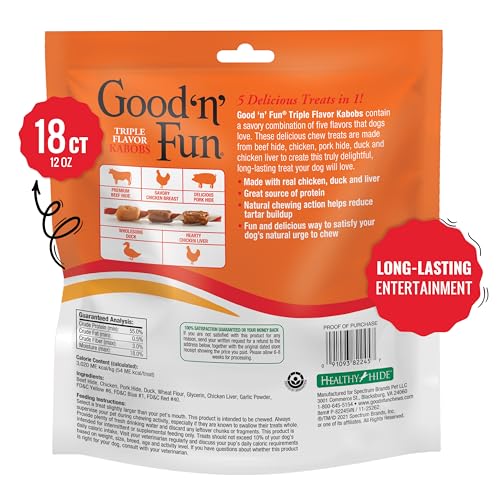 Good N Fun Triple Flavored Rawhide Kabobs for Dogs