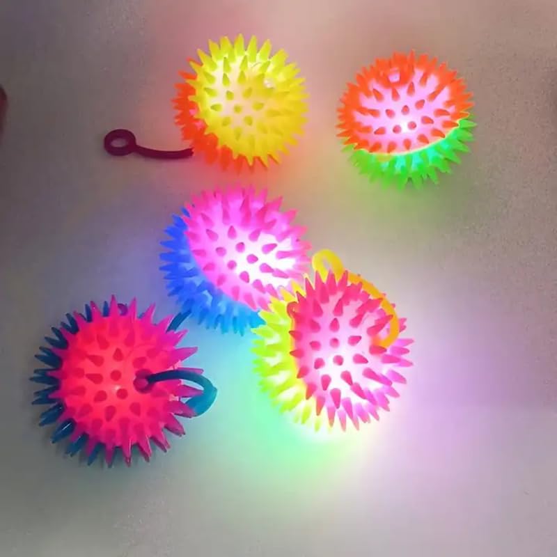 Dog Trust 4Pcs 2inch Squeaky Balls for Dogs Small Light Up Ball Pet Toys Rubber Bouncy Fetch Ball Glow in The Dark Interactive L