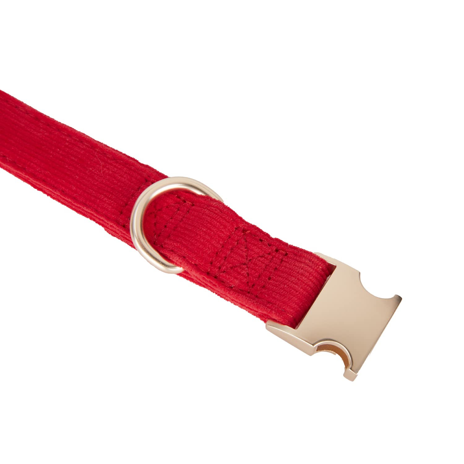 Petiry Soft Corduroy Fibric Dog Collar with High Grade Metal Buckle, for Large Dogs.(Red,Large:17-26'')