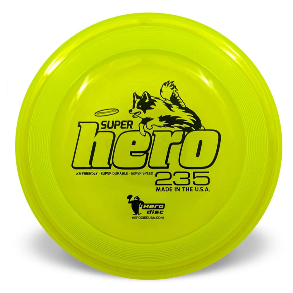 Hero Disc Usa Superhero 235 K9 Candy Plastic Dog Disc, Outdoor Dog Toy And Pet Disc, Puncture Resistant Dog Flying Disc (Yellow)