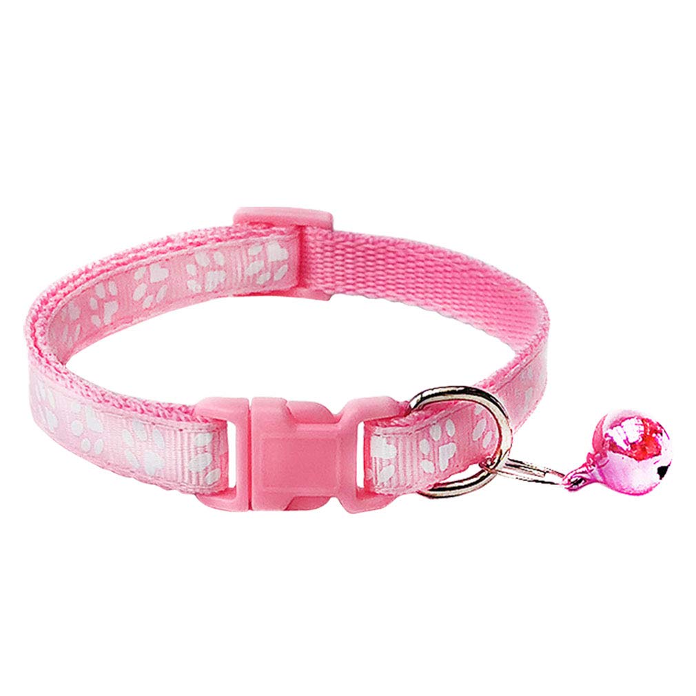 CHBORCHICEN 2-Pack Footprint & Reflective Dog Collar with Bell Basic Dog Collar Buckle Adjustable Polyester Dog Collar or Seatbe