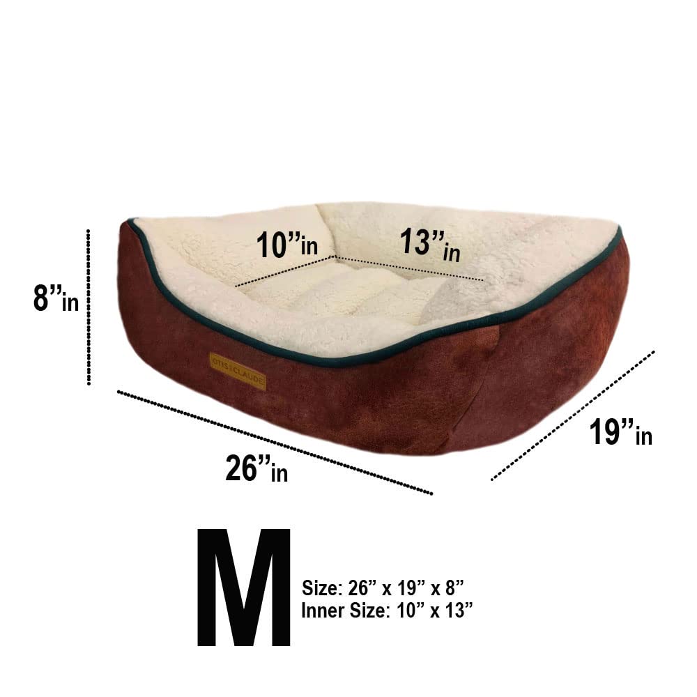 Otis & Claude Hi-Tech Pet Bed For Dogs And Cats, Machine Washable Sleeping Bed And Non-Slip Bottom Breathable Soft, Ultra-Plush, Medium - Cashmere Red