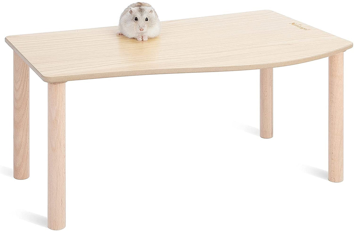 Niteangel Hamster Play Wooden Platform For Dwarf Syrian Hamsters Gerbils Mice Degus Or Other Small Pets (Wave - 7'' Height, Burlywood)