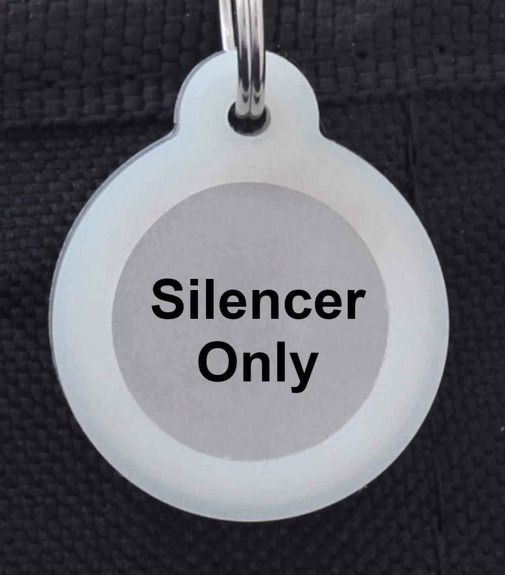 Double Sided Laser Etched Stainless Steel Pet Id Tag For Dog And Cat Engraved And Personalized 1'' Round Shape (Silencer Only)