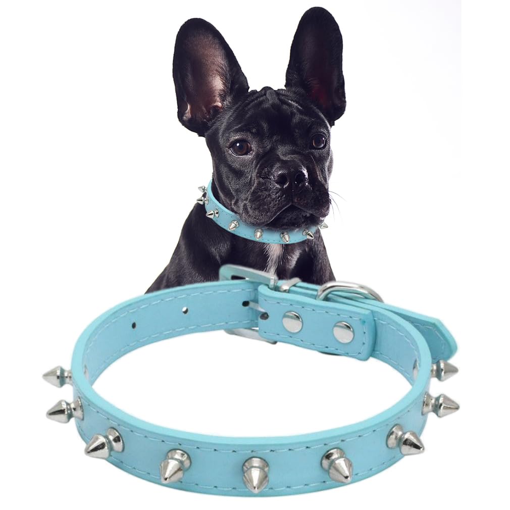 Spike Collar for Medium Dogs, Mushrooms Rivet Stud Studded Soft Pu Faux Leather Spike Dog Collar Adjustable for XS Small Medium 