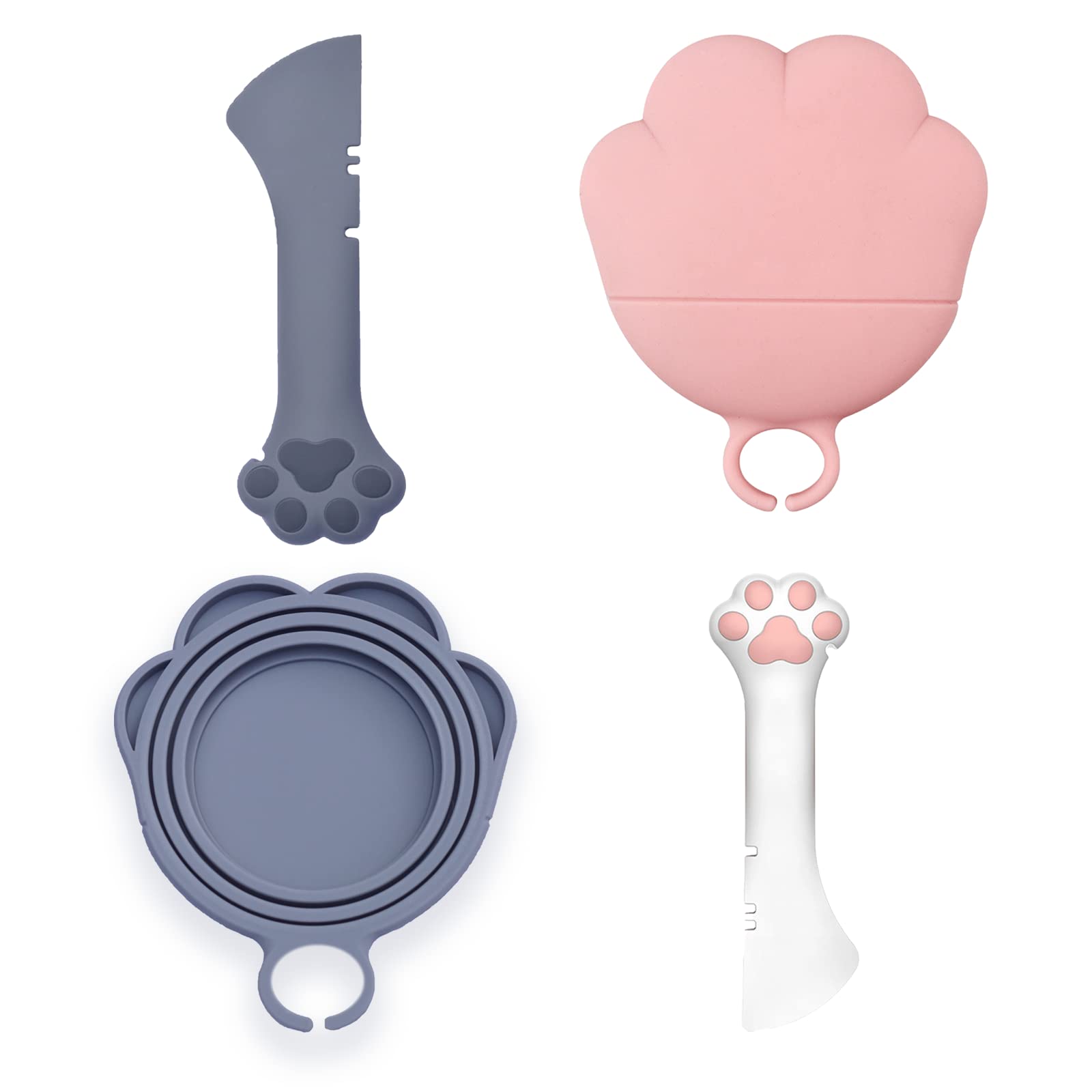 Meow&Woof Cat Food Can Lid and Spoon, BPA Free Silicone Cover for Animal Wet Food Storage, Reusable Topper for 3/5 /5.1/5.5/12/ 