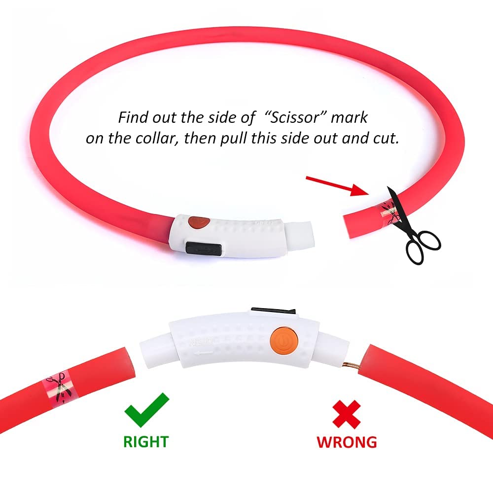 Higo Light Up Dog Collars - Rechargeable Lightweight Glowing Puppy Collar, Silicone Lighted Pet Collar Lights For Night Walking (Red)