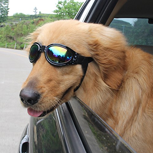 Foldable Dog Sunglasses Pet Goggles For Dog Eye Protection Outdoor Sport Sunglasses For Midium Large Dogs (Black)