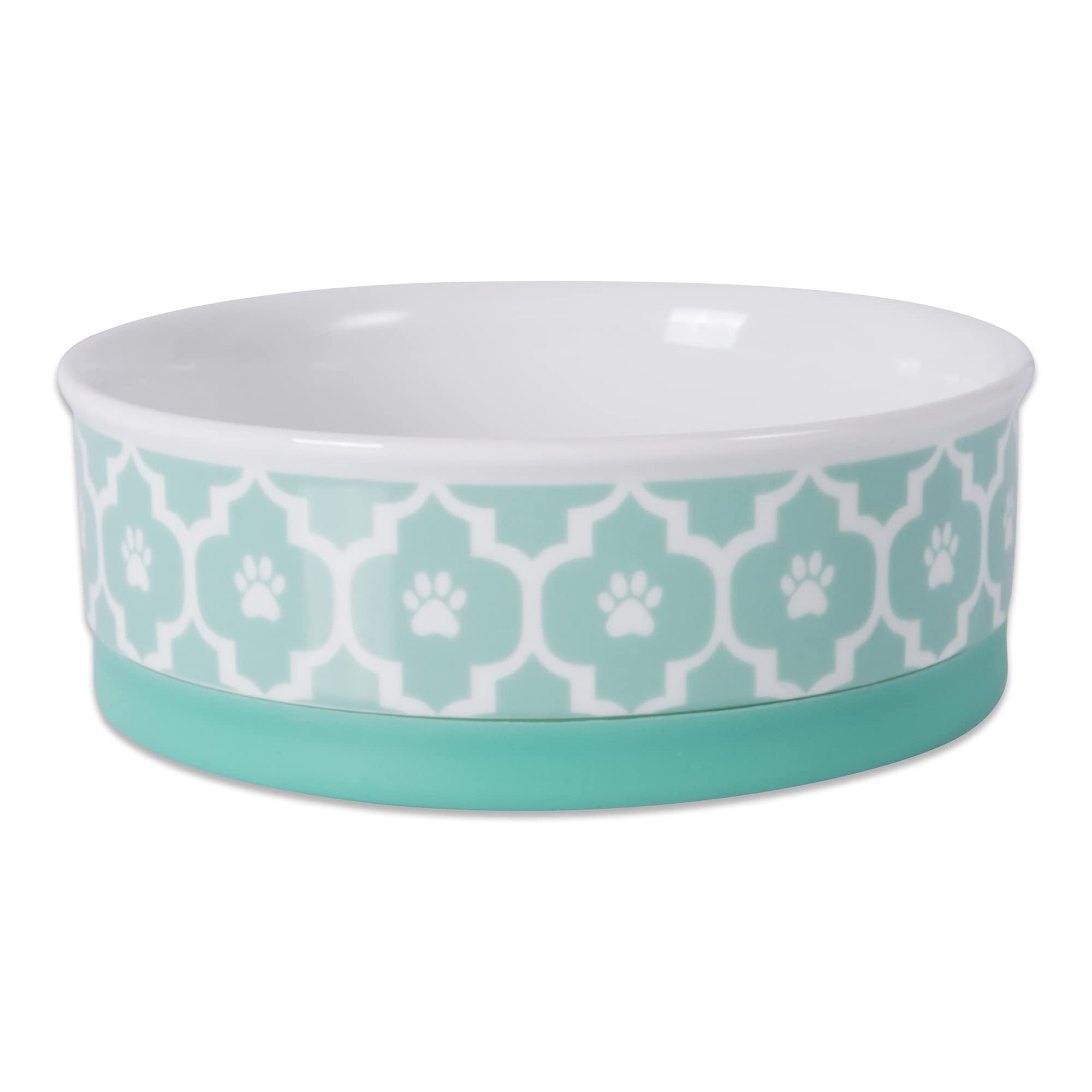 Bone Dry Lattice Collection Pet Bowl & Canister, Single Dish, Medium 6x2, Aqua
