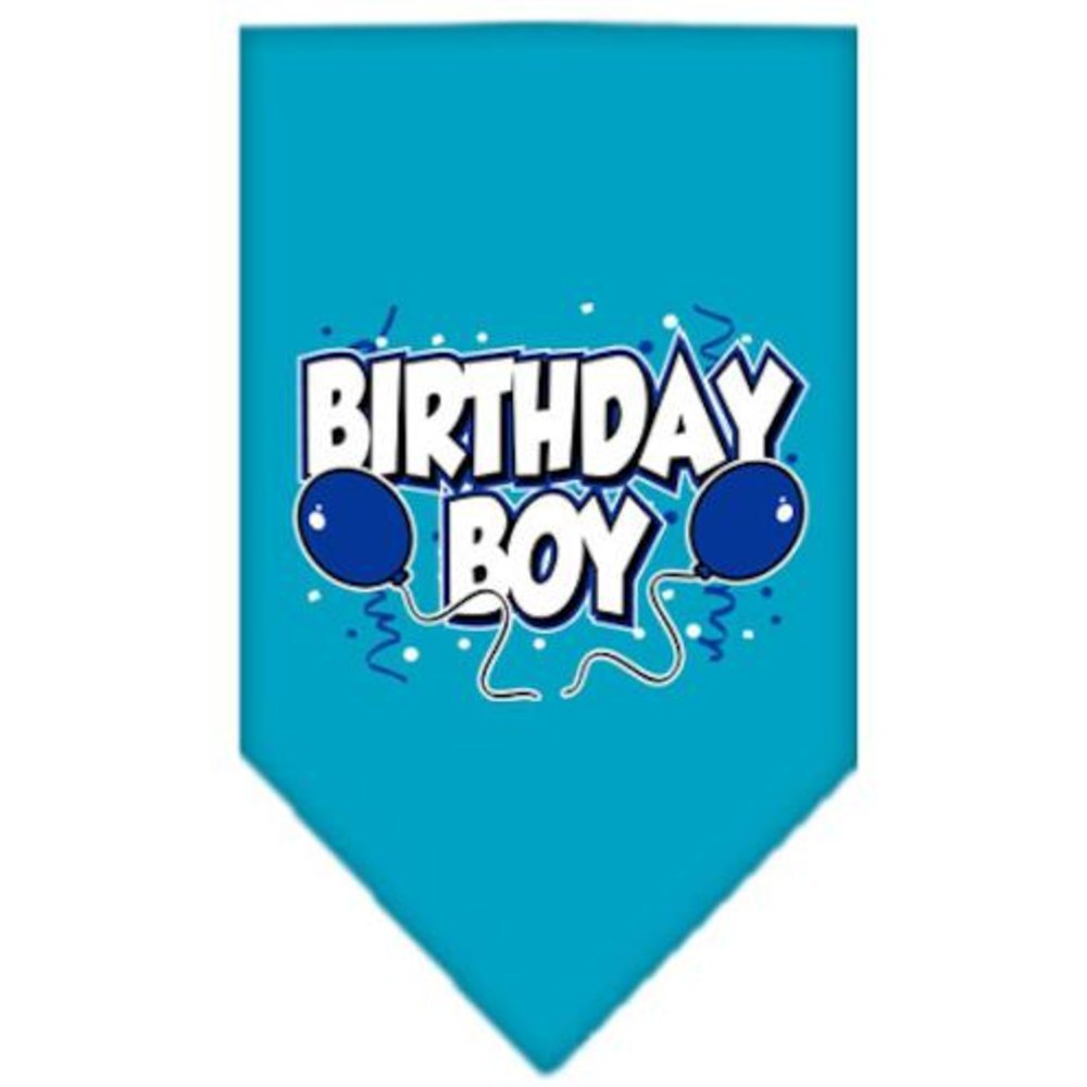 Pet and Dog Bandana Screen Printed, &quot;Birthday Girl -or- &quot;Birthday Boy&quot; Turquoise Birthday Boy (Small)