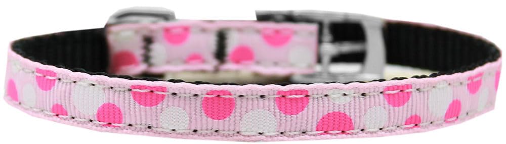 Mirage Pet Products Confetti Dots Nylon Dog Collar with Classic Buckle, Size 10, Light Pink