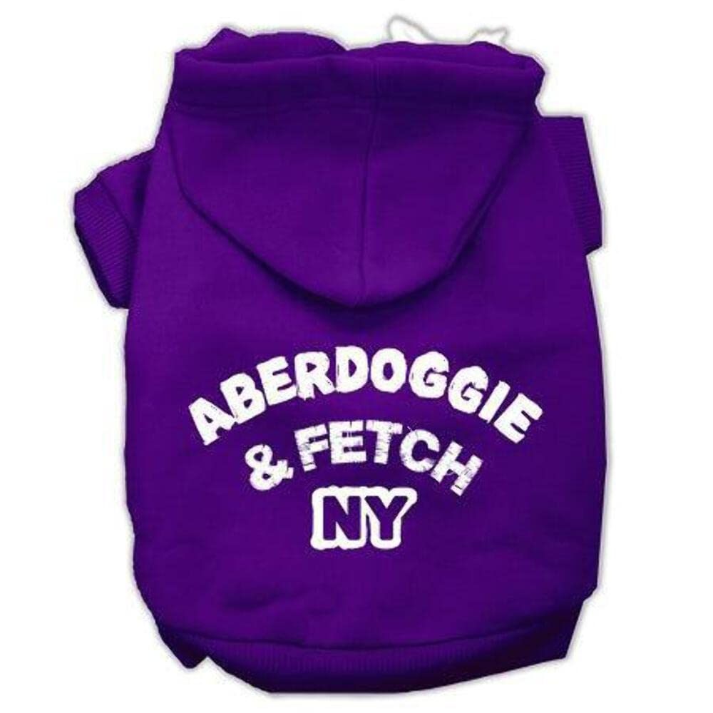 Mirage Pet Products 10&quot; Aberdoggie NY Screen Print Pet Hoodie, Small, Purple