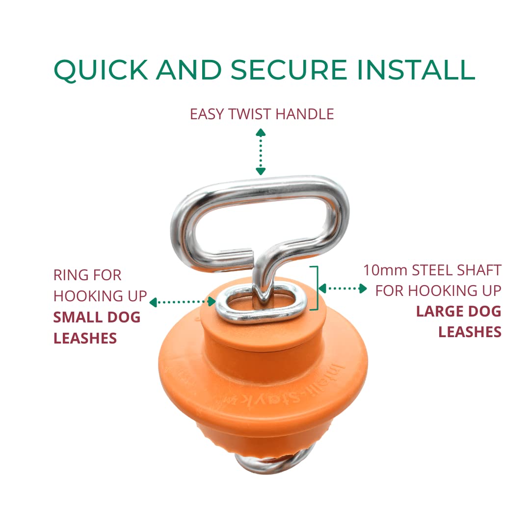 Intellileash Intelli-Stayk 4" Diameter Dog Leash with Surface-Lock Technology, Orange-Silver, Model 76071