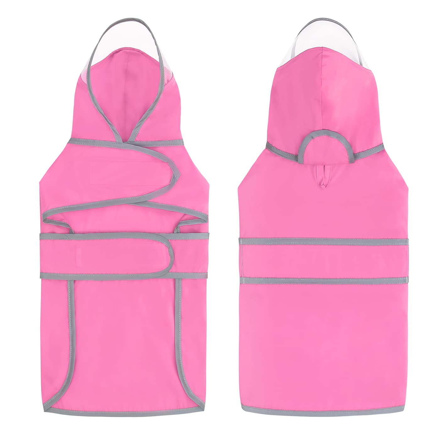Hde Dog Raincoat With Clear Hood Rain Jacket Poncho For Small Medium Large Dogs Pink - L