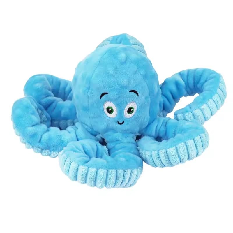 Wishstore Dog Squeaky Toys Octopus -Tough Plush For Large Medium & Small Dog Toys (Blue)