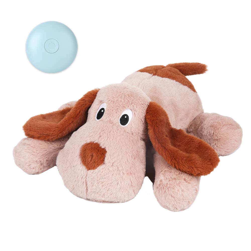 Weok Puppy Heartbeat Toy, Dog Heartbeat Toy For Separation Anxiety Relief, Puppy Toy With Heartbeat Stuffed Animal Anxiety Calming Behavioral Aid Plush Toy For Dogs Cats Pets (Brown)