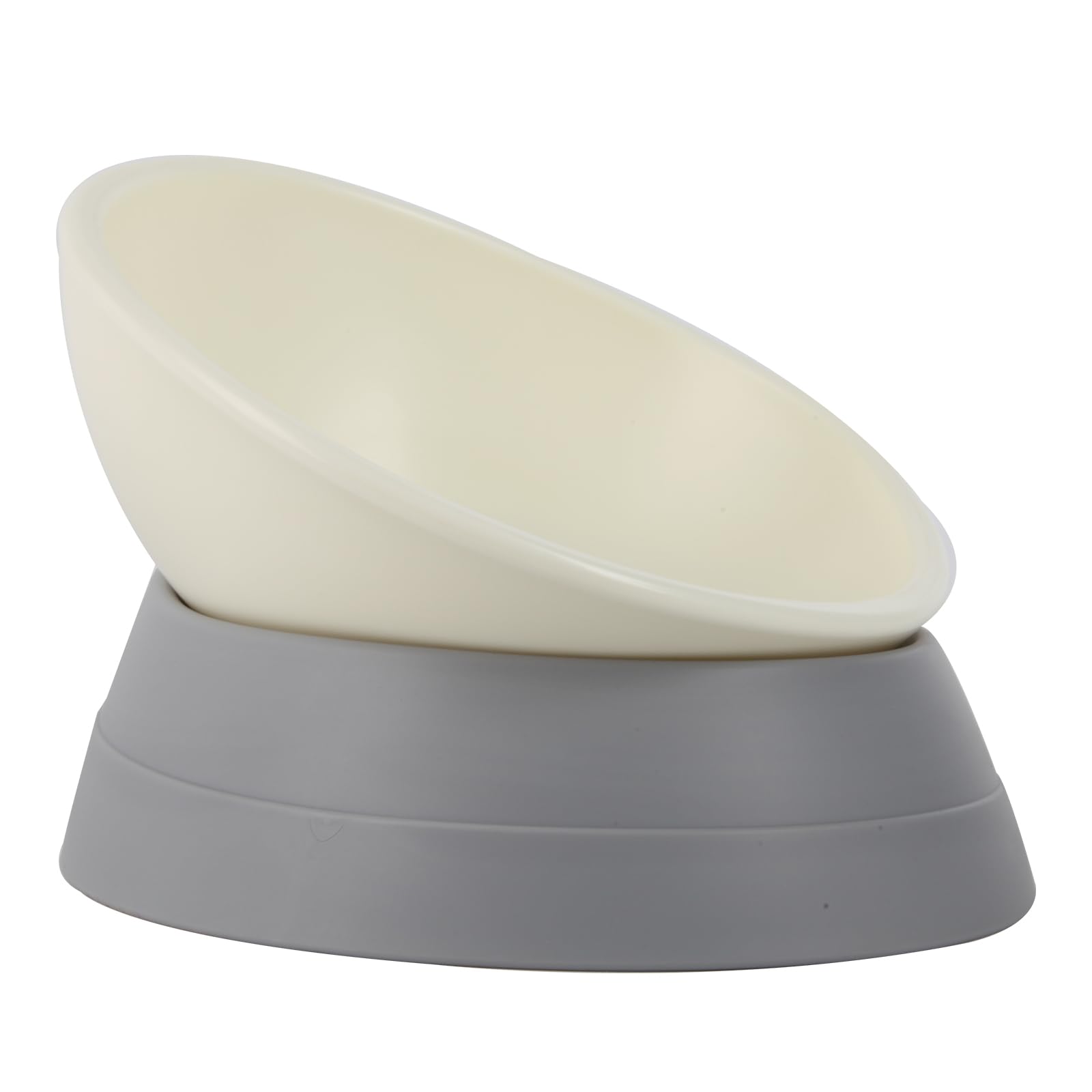 Jwpc Bulldog Bowl Anti-Slip Dog Cat Dish Detachable Rubber Dog Bowl Pet Sterile Tilted Pet Feeder Slope Base (Grey-2 Cup)