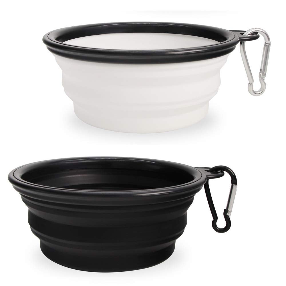 Dog Bowl Pet Collapsible Bowls,2 Pack Portable And Foldable Pet Travel Bowls Collapsable Dog Water Feeding Bowls Dish For Dogs Cats And Small Animals, (Small, Black+White)