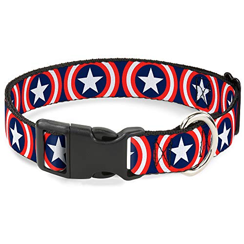 Cat Collar Breakaway Captain America Shield Repeat Navy 8 To 12 Inches 0.5 Inch Wide
