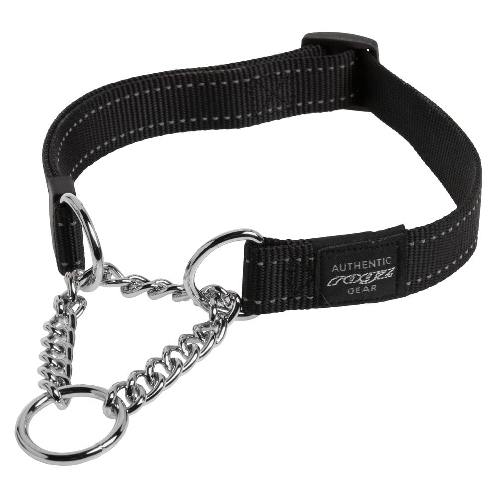 Reflective Nylon Choke Collar; Slip Show Obedience Training Gentle Choker For Extra Large Dogs, Black