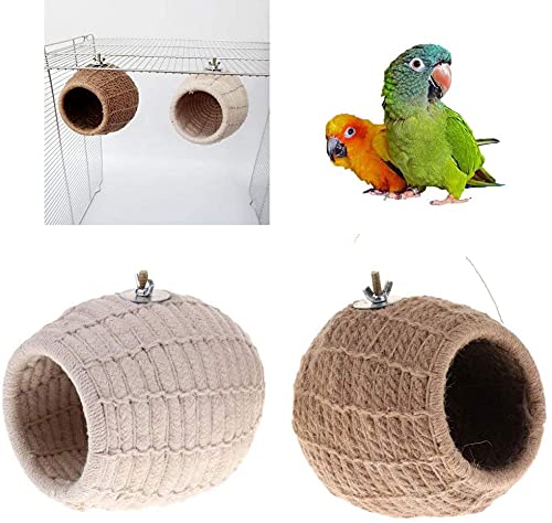 Litewoo Bird Breeding Nest Warm Rope Bed House For Small Medium Bird Parrot Parakeet Conure Cockatiel Canary Finch Lovebird Budgie (D: Hemp Rope)