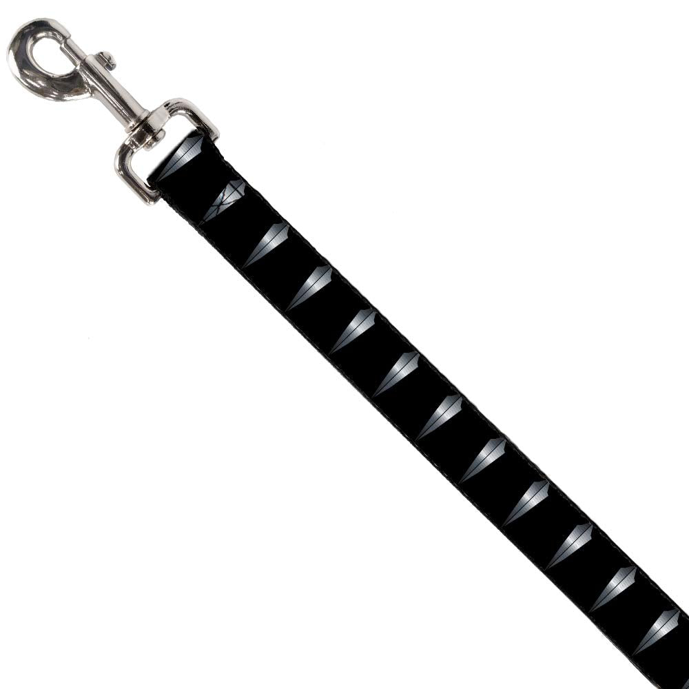 Buckle-Down Dog Leash Black Panther Tooth Necklace Black Silvers 4 Feet Long 1.0 Inch Wide